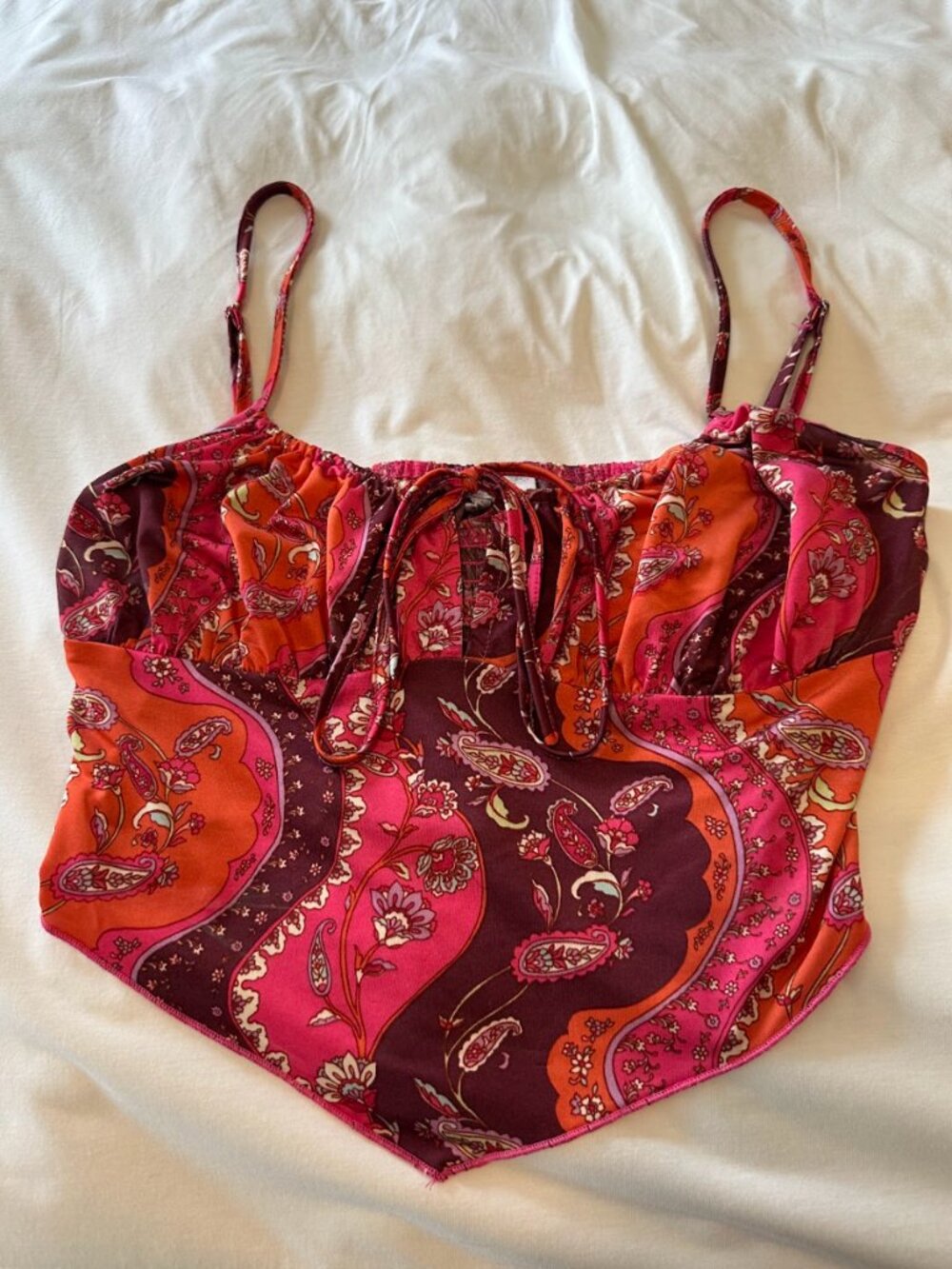 Emory Park floral paisley crop tank top, going out top